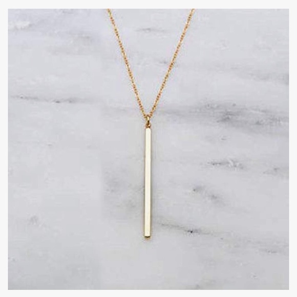 Gold Vertical Bar Pendant Necklace - Picture 4 of 5